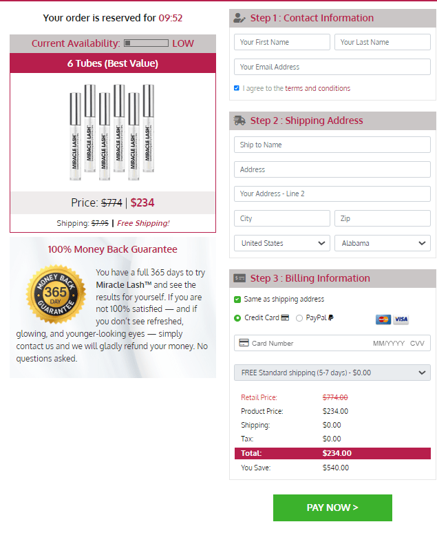 Miracle Lash Order Page